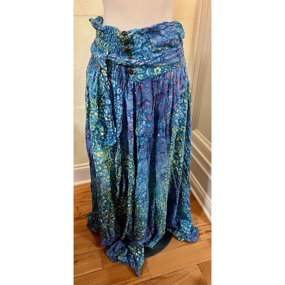 Eagle Ray Traders Y2K Bohemian Sleeveless‎ Flowing Blue Tied Dyed Dress Size L